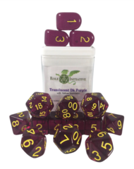 Set Of 15 Dice w/ Arch'd4: Translucent Dark Purple W/ Gold